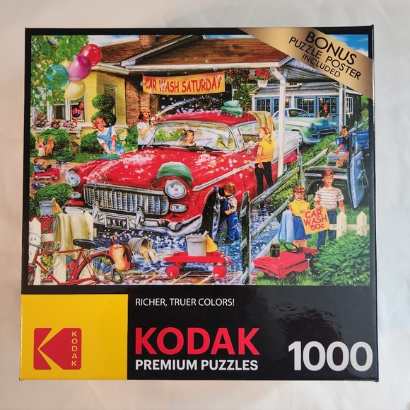 Kodak 1000 Piece Puzzle "Car Wash Saturday NEW - Picture 1 of 5